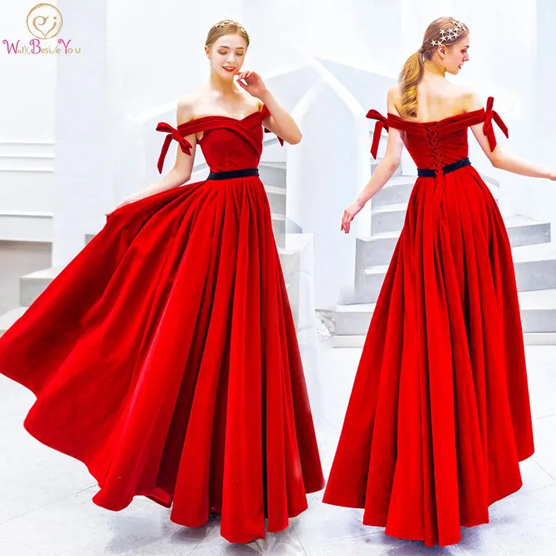 Red Evening Dresses Abendkleider 2019 vestidos de cerimonia Long Off Shoulder Velour Bow A Line Simple Formal Prom Dance Gowns
Red Evening Dresses Abendkleider 2019 vestidos de cerimonia Long Off Shoulder Velour Bow A Line Simple Formal Prom Dance Gowns