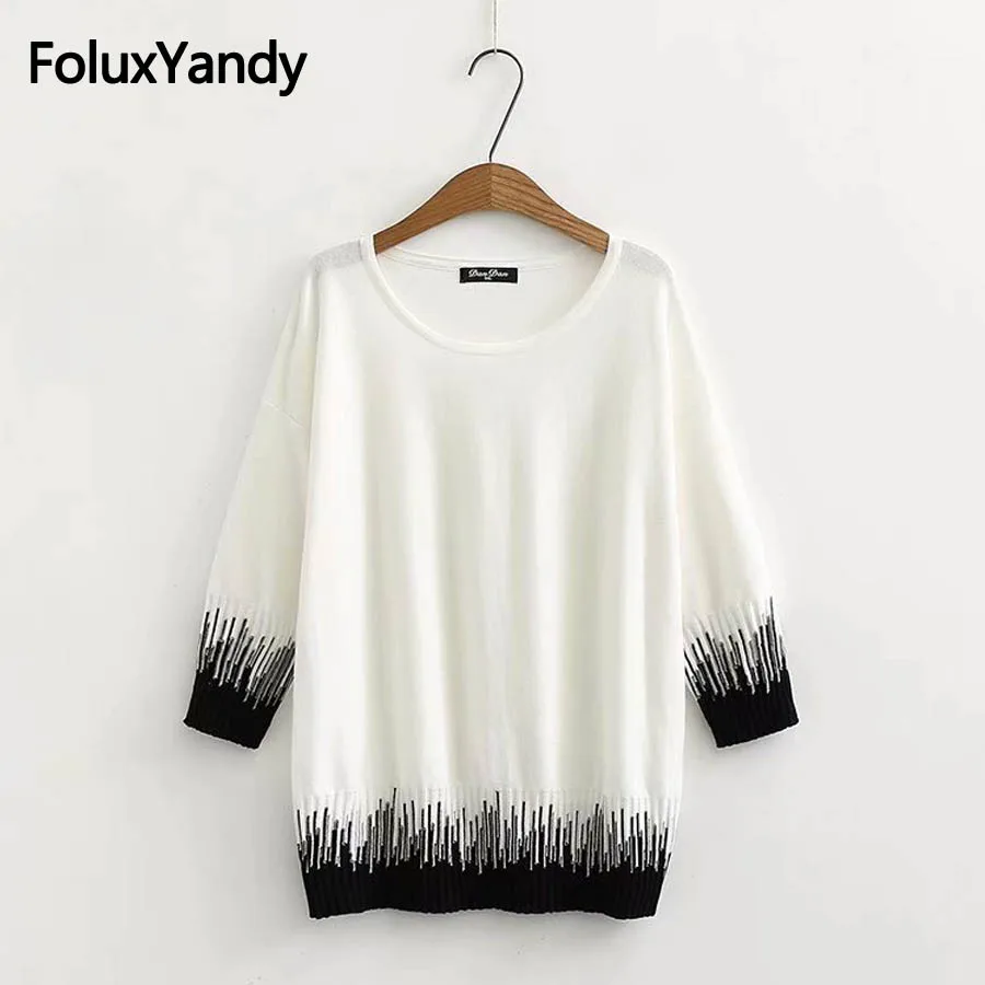 Striped Sweater Three Quarter Sleeve Korean Style Casual O-neck Thin Spring Autumn Sweater Pullover Plus Size KKFY2647
Striped Sweater Three Quarter Sleeve Korean Style Casual O-neck Thin Spring Autumn Sweater Pullover Plus Size KKFY2647