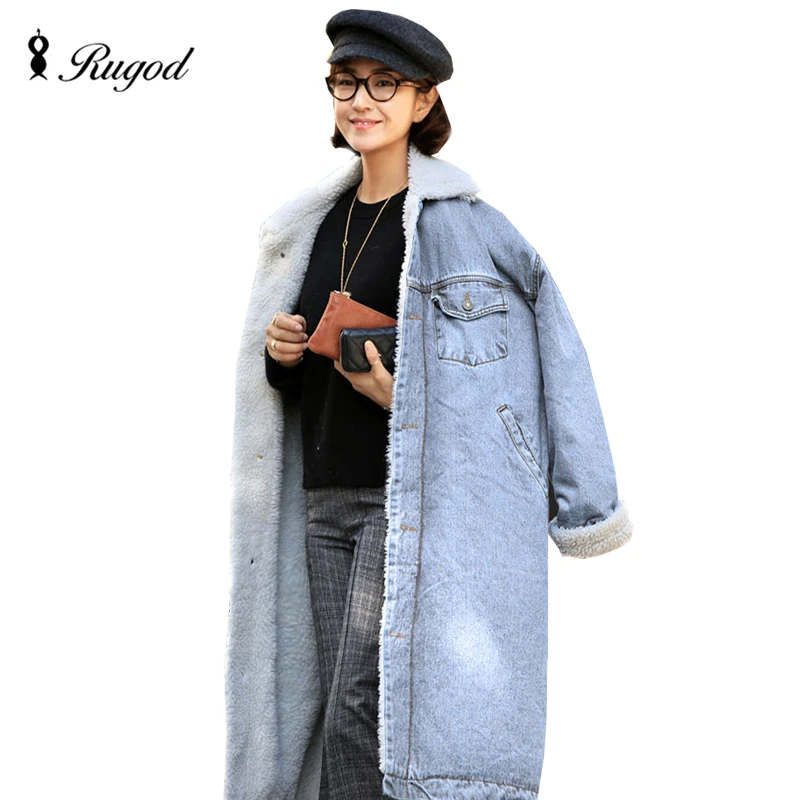 Rugod Thicken X-Long Lamb Velvet Denim Trench Coat Winter Long Trench Coats for Women Single Breasted Design Overcoat Super Warm
Rugod Thicken X-Long Lamb Velvet Denim Trench Coat Winter Long Trench Coats for Women Single Breasted Design Overcoat Super Warm