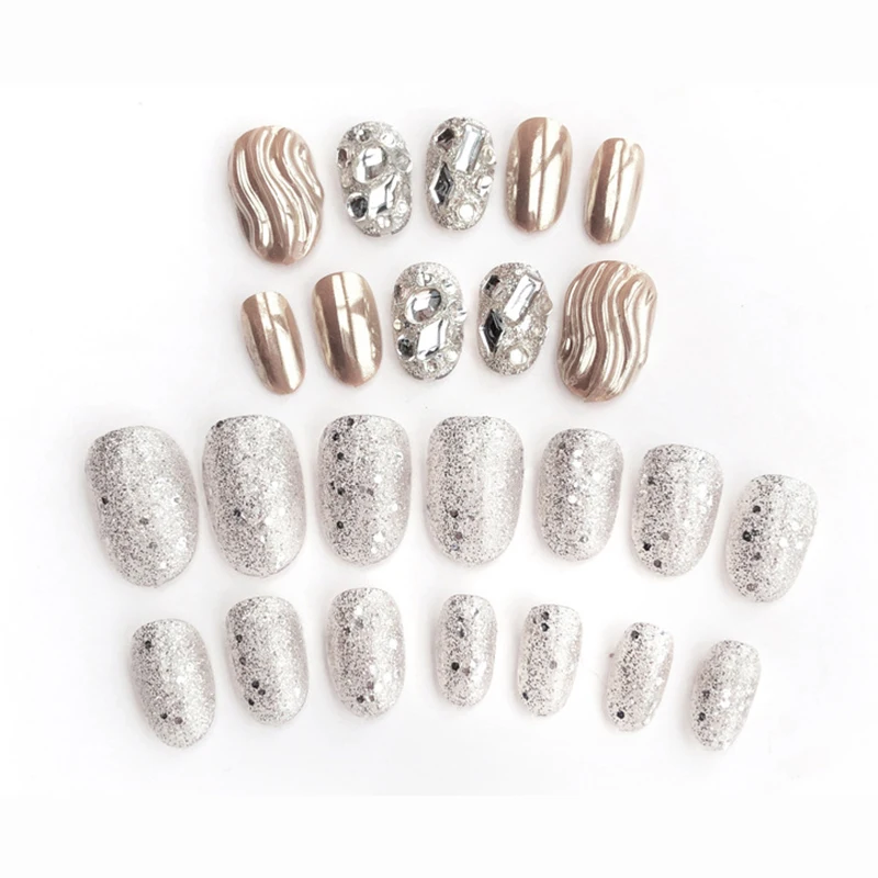 24pcs Bright Shinning Silver Nails Mirror Wave Pattern 3D Fake Nails Medium Top Acrylic False Nails With Glue Manicure Tips
24pcs Bright Shinning Silver Nails Mirror Wave Pattern 3D Fake Nails Medium Top Acrylic False Nails With Glue Manicure Tips