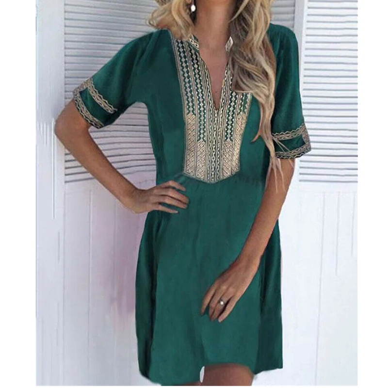 New Fashion Women Causal Boho Short Sleeve Cotton Linen Dress Vintage Summer Print Beach Holiday Dress Sundress
New Fashion Women Causal Boho Short Sleeve Cotton Linen Dress Vintage Summer Print Beach Holiday Dress Sundress
