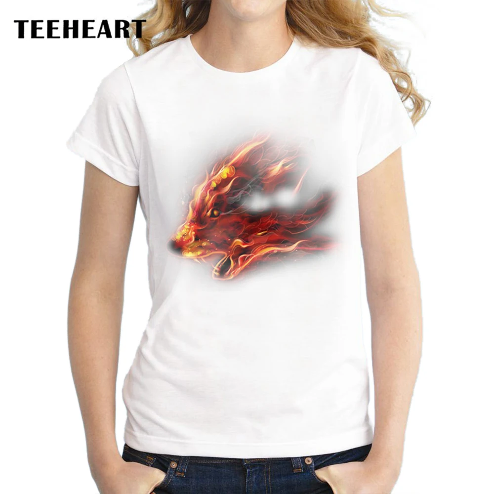 TEEHEAR 2017 летняя футболка с головой пламени волка для женщин новая коротким рукавом
