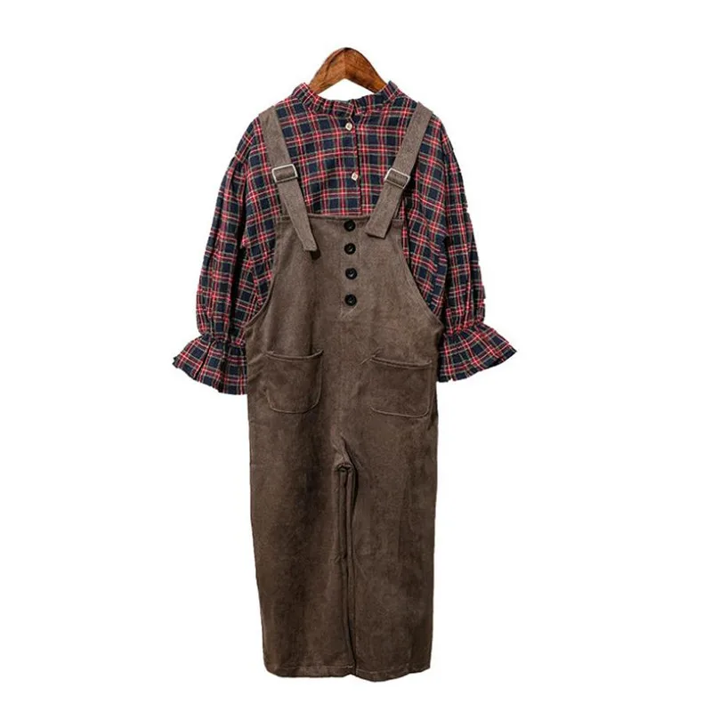 DFXD Korean Teen Girls Clothes Set 2018 Autumn New Fashion Cotton Long Flare Sleeve Mandarin Collar Plaid Shirt+Overall 2pc Set
DFXD Korean Teen Girls Clothes Set 2018 Autumn New Fashion Cotton Long Flare Sleeve Mandarin Collar Plaid Shirt+Overall 2pc Set