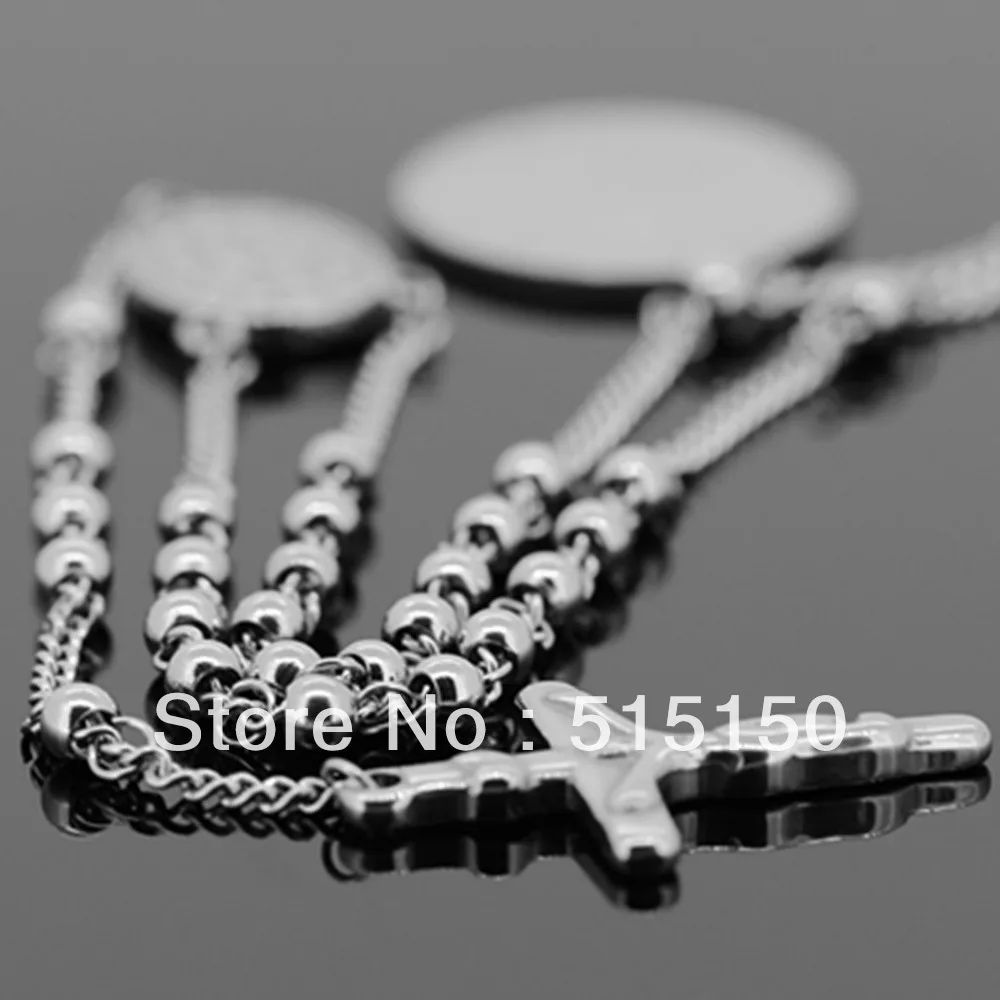 STAINLESS STEEL SILVER ROSARY CHAIN NECKLACE(24"+ 5.3")4mm/22g | Украшения и аксессуары