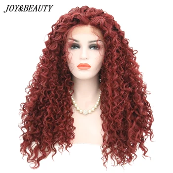 JOY&BEAUTY 24 Inch Long Loose Curly Synthetic Lace Front Wig With Baby Hair Bang Red Color Heat Resistant Hair For Women
JOY&BEAUTY 24 Inch Long Loose Curly Synthetic Lace Front Wig With Baby Hair Bang Red Color Heat Resistant Hair For Women