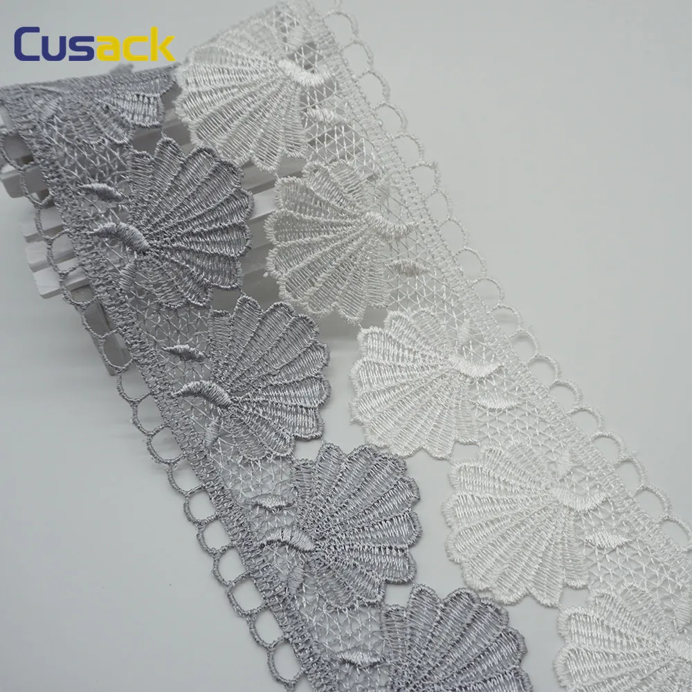

3 yards 6.0 cm Scallop Lace Trims Ribbon Applique Polyester for Dress Costumes Home Textiles Sewing Accessories White Black Gray