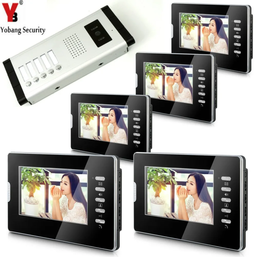 YobangSecurity Apartment Video Door Phone Intercom System 7" Monitor Video Intercom For 5 Families Use
YobangSecurity Apartment Video Door Phone Intercom System 7" Monitor Video Intercom For 5 Families Use