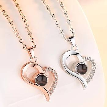 Ladies 925 Sterling Silver Rhinestone Pendant Necklace Projection 100 Languages I Love You Birthday Gifts Valentine Gift 
Ladies 925 Sterling Silver Rhinestone Pendant Necklace Projection 100 Languages I Love You Birthday Gifts Valentine Gift