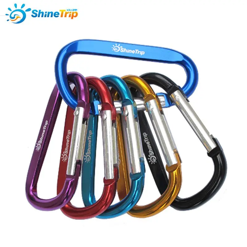 Image 10Pcs ShineTrip Aluminum D Shape Buckle Carabiner Survial Key Chain Carabine Hook Clip Camping Equipment EDC Paracord Buckles