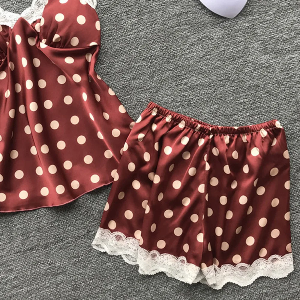 Womens Sexy Satin Sling Lace Dot Sleepwear Lingerie Nightwear Underwear Set pizama damska koszula nocna Negligee home suit
Womens Sexy Satin Sling Lace Dot Sleepwear Lingerie Nightwear Underwear Set pizama damska koszula nocna Negligee home suit