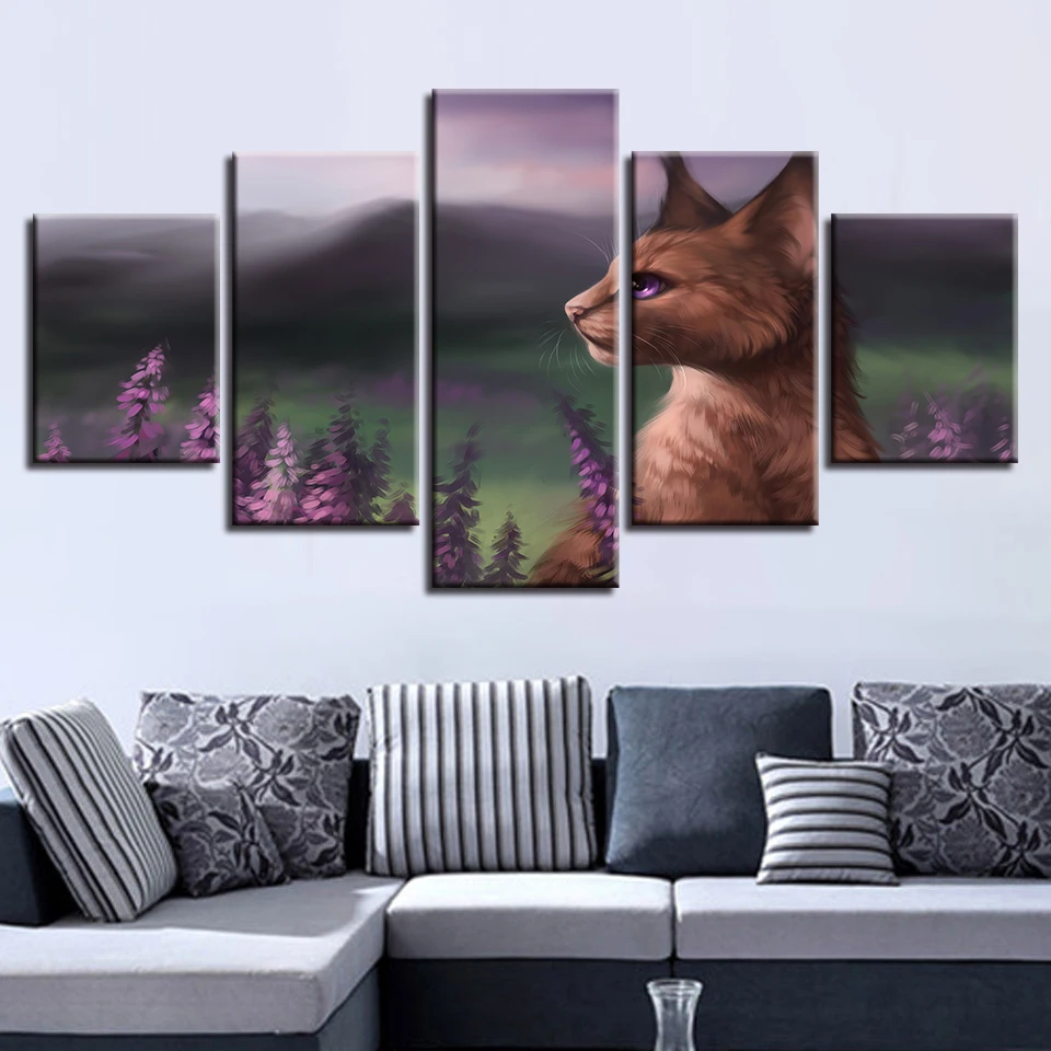 Canvas Framework Art Modular HD Printing 5 Pieces Animal Cats Purple Eyes And Flower Landscape Painting Decor Home Wall Pictures
Canvas Framework Art Modular HD Printing 5 Pieces Animal Cats Purple Eyes And Flower Landscape Painting Decor Home Wall Pictures