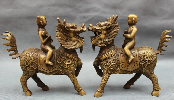 song voge gem S3479 9" Folk Chinese Bronze FengShui Wealth RuYi Child Kid Dragon Kylin Statue Pair
song voge gem S3479 9" Folk Chinese Bronze FengShui Wealth RuYi Child Kid Dragon Kylin Statue Pair