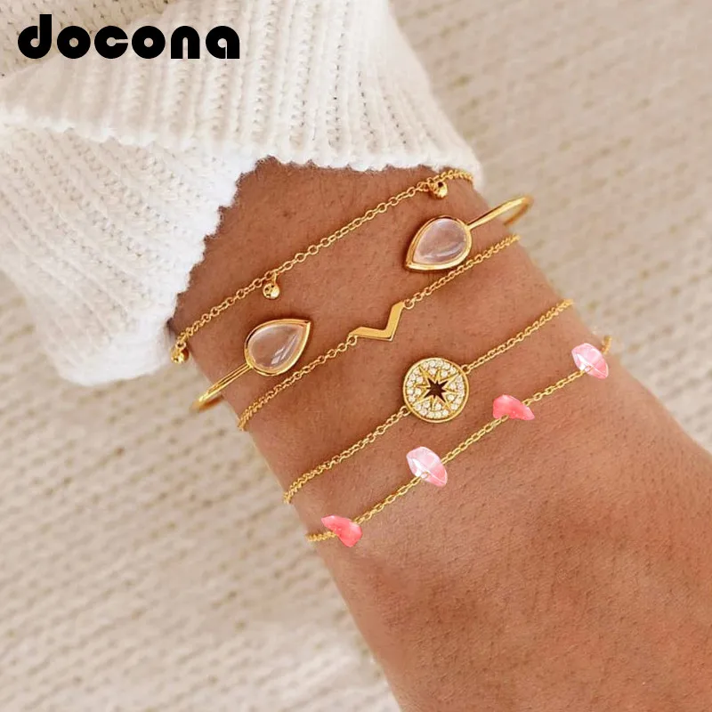 Docona Bohemian Multilayer Pink Crystal Compass Open Adjustable Gold Bracelet Set Women Chains Layered Bracelets Pulseiras 2461
Docona Bohemian Multilayer Pink Crystal Compass Open Adjustable Gold Bracelet Set Women Chains Layered Bracelets Pulseiras 2461