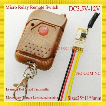 DC3.5V-12V Mini Relay Receiver Remote Control Switches DC3.7V 4.5V 5V 6V 7.4V 9V 12V NO COM NC Micro Wireless LED Power Switch
DC3.5V-12V Mini Relay Receiver Remote Control Switches DC3.7V 4.5V 5V 6V 7.4V 9V 12V NO COM NC Micro Wireless LED Power Switch