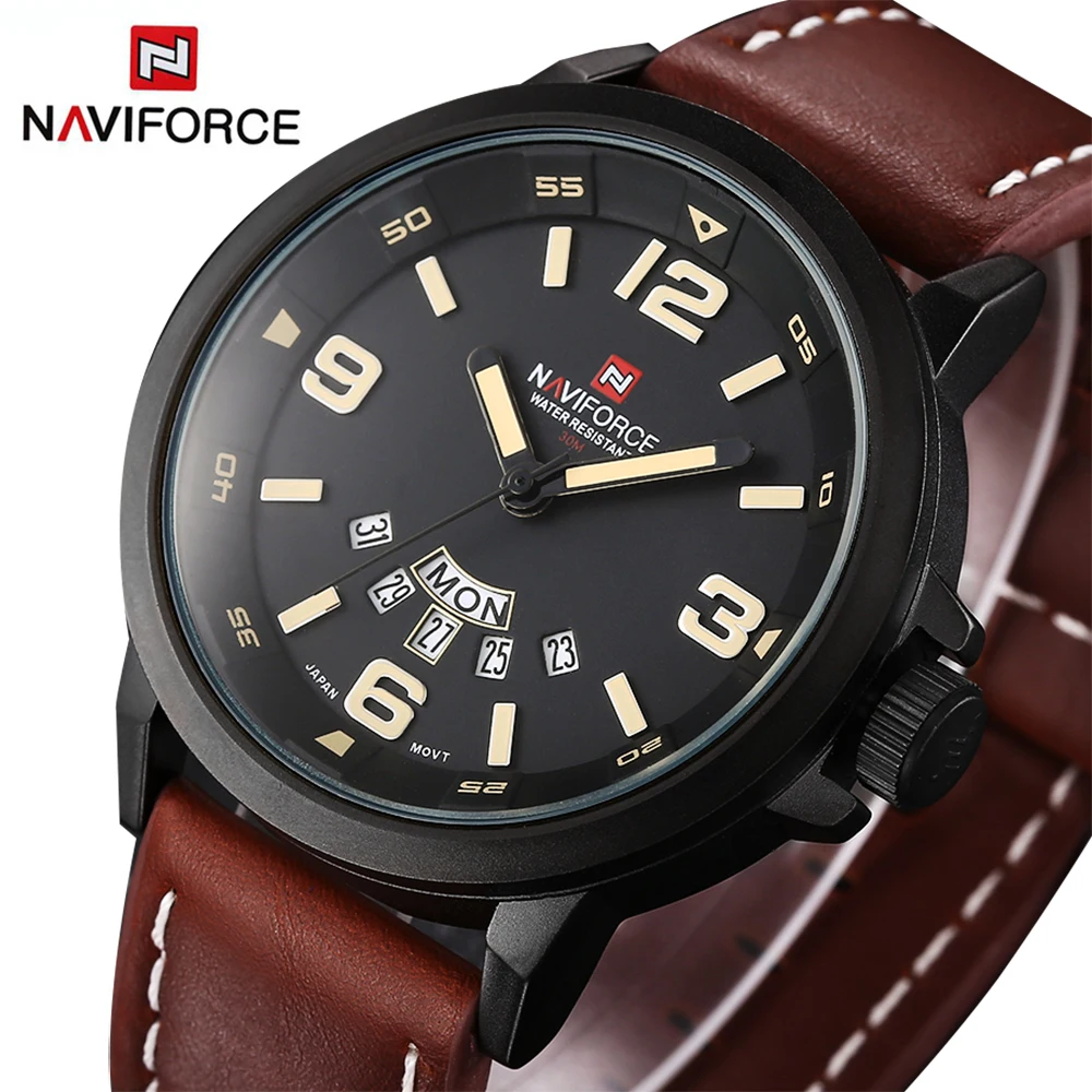 Naviforce оригинальный Элитный бренд Водонепроницаемый кварцевые часы Для мужчин