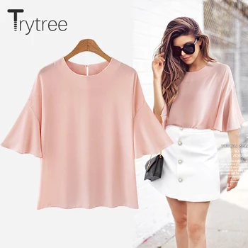 Trytree Summer Autumn Women Blouse Casual Polyester shirt Anti-wrinkle pink Perspective Sexy Tops Casual Plus Size Shirts
Trytree Summer Autumn Women Blouse Casual Polyester shirt Anti-wrinkle pink Perspective Sexy Tops Casual Plus Size Shirts