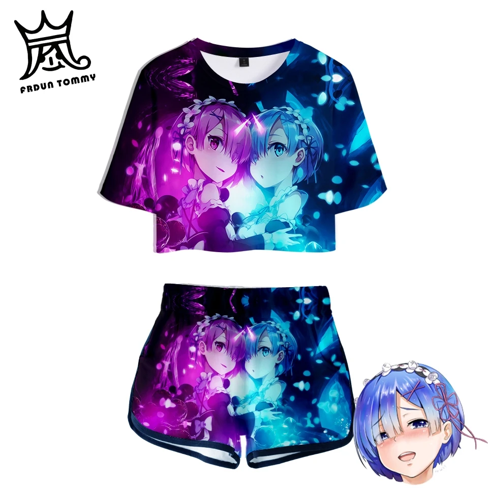 Re:Life in a different world from zero Short sleeve T-shirt and short set Rem&Ram cartoon ACG animes Women Lovely Crop top set
Re:Life in a different world from zero Short sleeve T-shirt and short set Rem&Ram cartoon ACG animes Women Lovely Crop top set