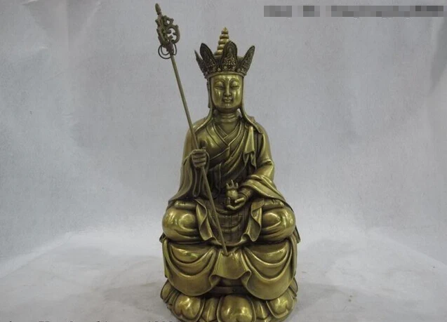 song voge gem S0479 12 China Pure Copper Brass Datang Xuanzang Jizo Kshitigarbha King Buddha Statue