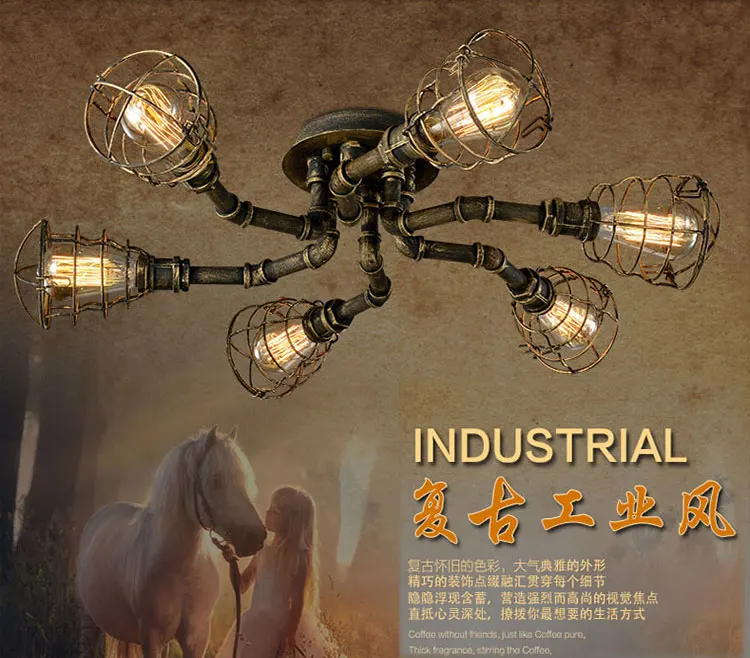 American retro style industrial loft ceiling light creative personality iron waterpipes Restaurant bar living room ceiling lamp
American retro style industrial loft ceiling light creative personality iron waterpipes Restaurant bar living room ceiling lamp