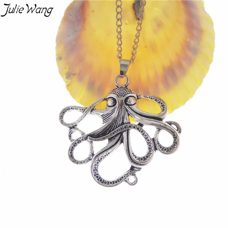 Julie Wang 1PC Antique Silver Color Octopus Shape Pendant Necklace Punk Style Cool Women Men Jewelry 80cm Metal Link Chain
Julie Wang 1PC Antique Silver Color Octopus Shape Pendant Necklace Punk Style Cool Women Men Jewelry 80cm Metal Link Chain