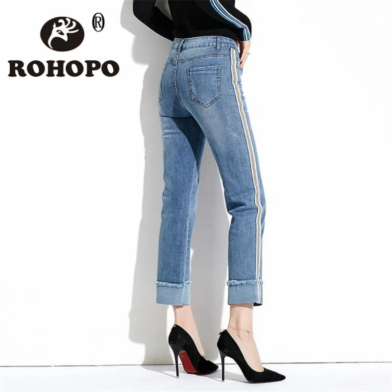 Full Length Jeans Women 2019 Double Splice Patchwork Side Denim Bottom Woman Fashion Cotton Fit Cotton Jeans Female
Full Length Jeans Women 2019 Double Splice Patchwork Side Denim Bottom Woman Fashion Cotton Fit Cotton Jeans Female