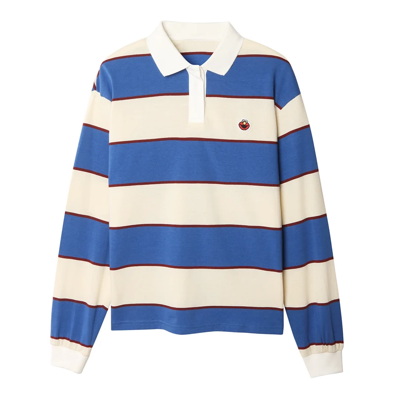 Pretty Harajuku New Spring Fall Women Blue White Striped Loose T-Shirt Cartoon Turn Down Collar Ladies Tshirt Tee Tops Jumper
Pretty Harajuku New Spring Fall Women Blue White Striped Loose T-Shirt Cartoon Turn Down Collar Ladies Tshirt Tee Tops Jumper