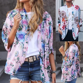 Summer Women Flower Printed Polyester Cardigan Ladies Casual Loose Long Sleeve Blouse Beach Coat Withiout Botton
Summer Women Flower Printed Polyester Cardigan Ladies Casual Loose Long Sleeve Blouse Beach Coat Withiout Botton