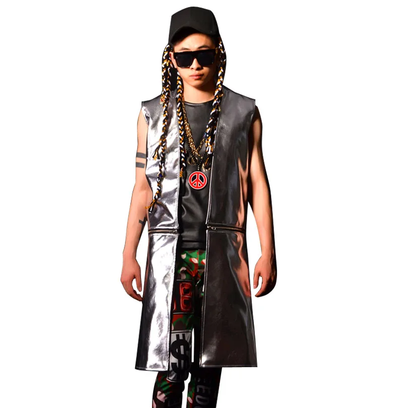 Men PU Leather Vest Coat Fashion Hip-hop Casual Sleeveless Long Jacket Stage Singer DJ Costume Male Hem Can Removed Waistcoat
Men PU Leather Vest Coat Fashion Hip-hop Casual Sleeveless Long Jacket Stage Singer DJ Costume Male Hem Can Removed Waistcoat