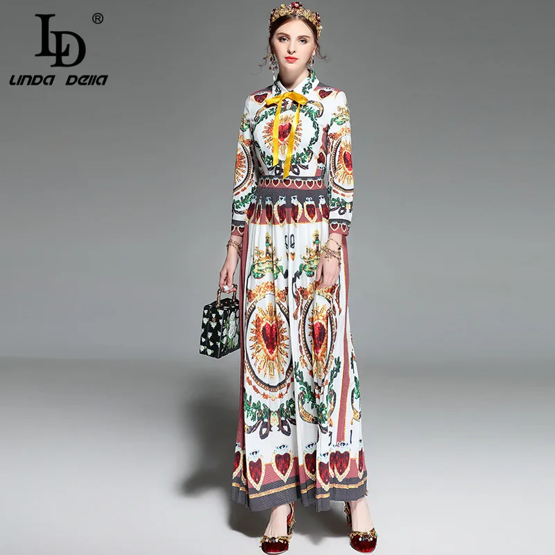 LD LINDA DELLA Spring Runway Maxi Dress Women's Long sleeve Bow Collar Printed Vintage Long Dress High Quality
LD LINDA DELLA Spring Runway Maxi Dress Women's Long sleeve Bow Collar Printed Vintage Long Dress High Quality