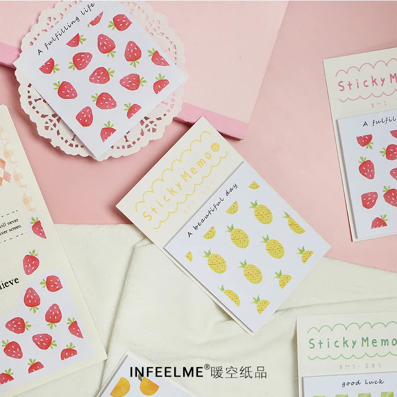 

Fresh Strawberry Pineapple Memo Pad Paper Post Notes Sticky Notes Notepad Stationery Papeleria School Supplies