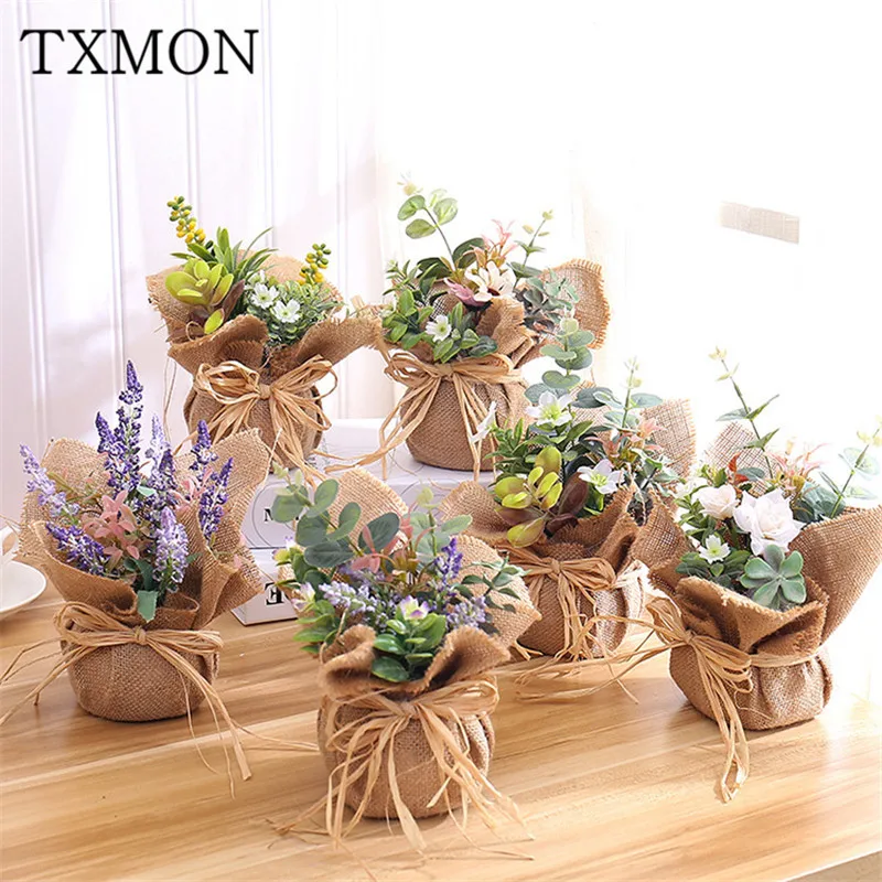 American pastoral style simulation linen potted fake flower decoration wedding decoration dried flower bouquet artificial flower
American pastoral style simulation linen potted fake flower decoration wedding decoration dried flower bouquet artificial flower