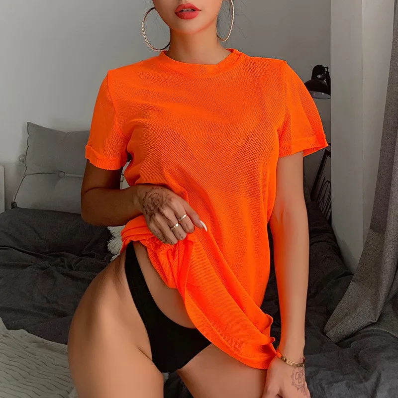 mesh loose mini dress16