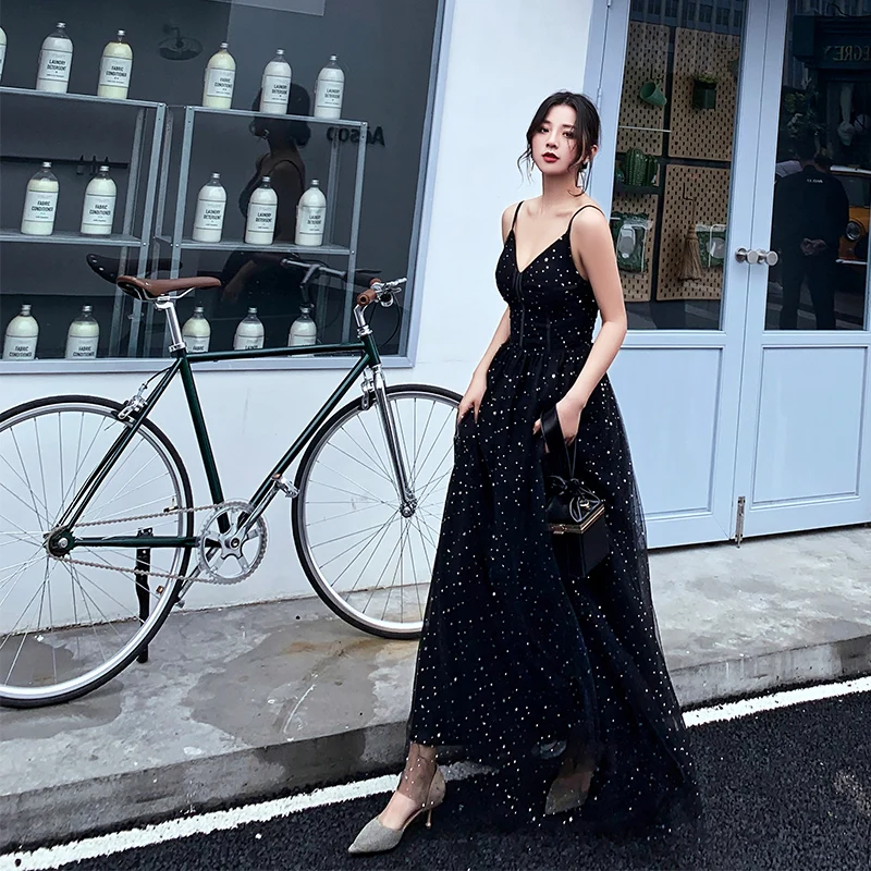 2019 Formal Evening Dresses Black Stars Prints V-Neck Spaghetti Strap Floor Length Evening Dress Party Gown LF425
2019 Formal Evening Dresses Black Stars Prints V-Neck Spaghetti Strap Floor Length Evening Dress Party Gown LF425