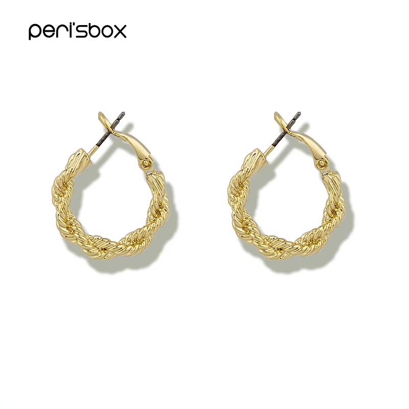 

Peri'sBox Minimalist Small Twisted Circle Hoop Earrings for Women Bohemia Matel Round Hoops Earrings Statement Earrings Bijoux