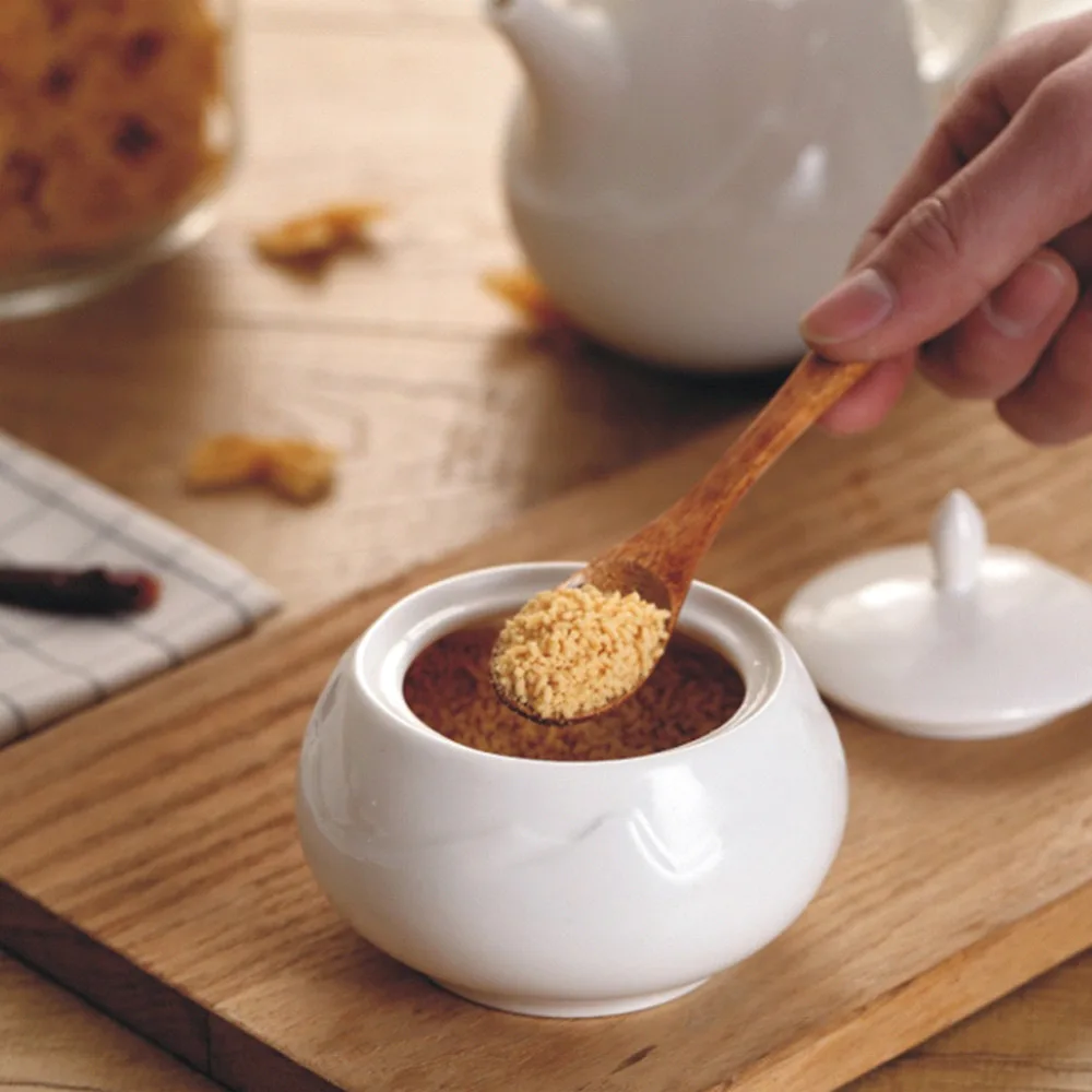 Sugar Bowl, Ceramic Sugar Bowl with Lid and Bamboo Spoon for Home and Kitchen - Mountain Design, White
Sugar Bowl, Ceramic Sugar Bowl with Lid and Bamboo Spoon for Home and Kitchen - Mountain Design, White