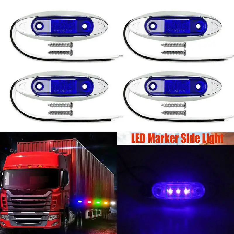 Fuleem 4pcs Blue 3LED Side Marker Light for Trailer Truck Boat 10-30v Waterproof
Fuleem 4pcs Blue 3LED Side Marker Light for Trailer Truck Boat 10-30v Waterproof