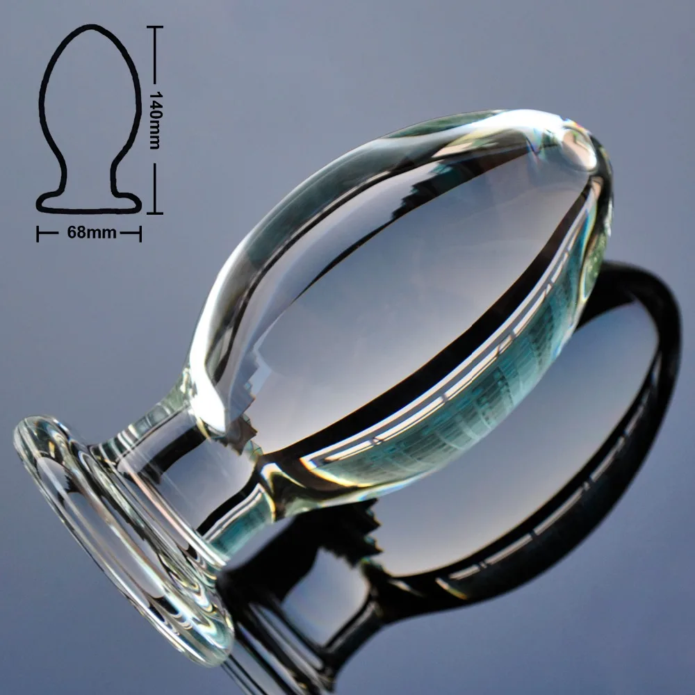 67mm Super large pyrex glass anal butt plug huge crystal dildo fake penis big ball sex toy for adult women men gay masturbation 2