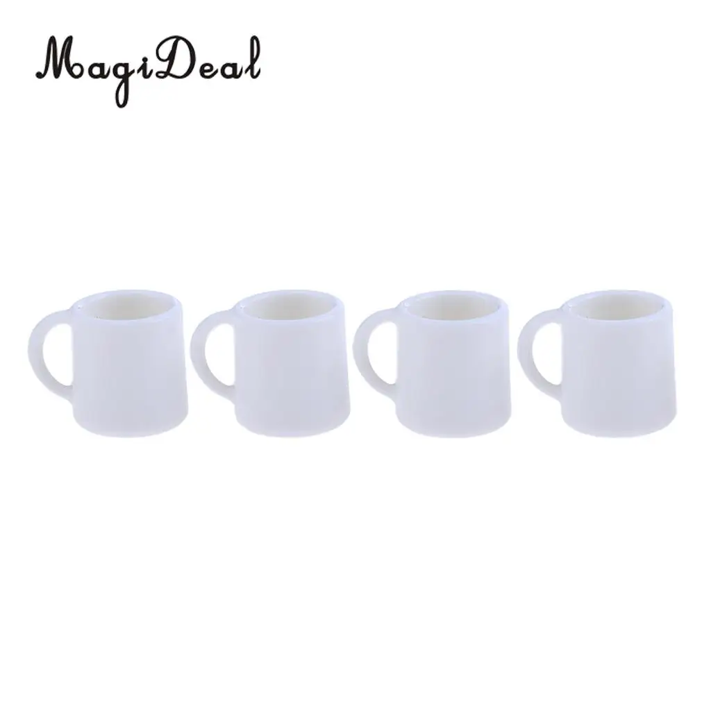 Set of 4 Pieces 1/12 Miniature Milk Tea Coffee Wine Cups Mugs Dollhouse Tableware for Dolls House Decor Accessories