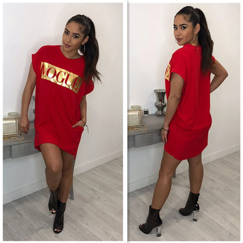New sexy ladies loose dress Summer round neck short-sleeved solid color printed letter ladies hip hop dress Fashion mini dress
New sexy ladies loose dress Summer round neck short-sleeved solid color printed letter ladies hip hop dress Fashion mini dress