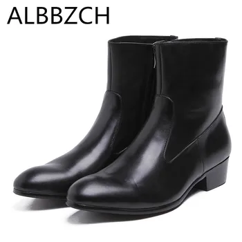 New Genuine Leather Chelsea Men Boots Height Increase Men's Business Dress Work Boots Black Pointed Toe Ankle Boots Size 38-44
New Genuine Leather Chelsea Men Boots Height Increase Men's Business Dress Work Boots Black Pointed Toe Ankle Boots Size 38-44