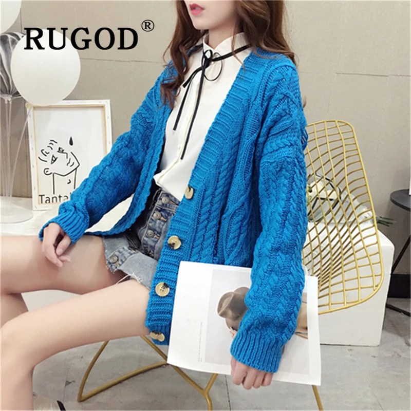 RUGOD Korean ins solid women knitted cardigan Elegant single-breasted loose style steetwear overcoat and sweaters female 2019
RUGOD Korean ins solid women knitted cardigan Elegant single-breasted loose style steetwear overcoat and sweaters female 2019