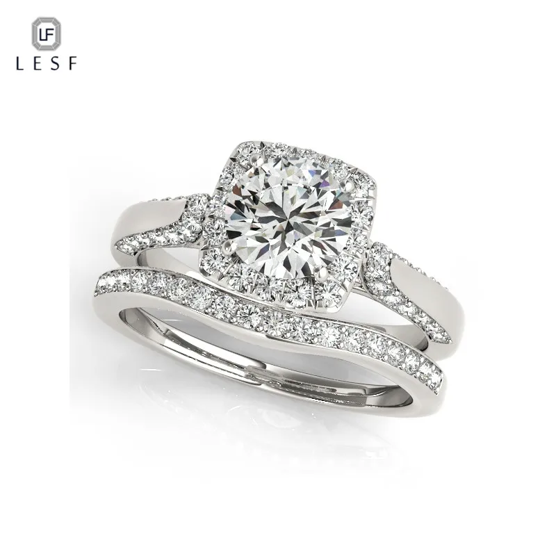 LESF Solid 925 Sterling Silver Halo Engagement Ring Set Classic 1 ct Round Cut Sona Simulated Diamond Wedding Jewelry For Women
LESF Solid 925 Sterling Silver Halo Engagement Ring Set Classic 1 ct Round Cut Sona Simulated Diamond Wedding Jewelry For Women