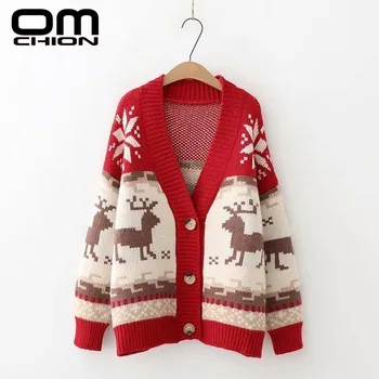 OMCHION V Neck Thick Cardigan Women 2019 Korean Oversized Knitted Deer Christmas Sweater Coat Korean Style Winter Jacket LP178
OMCHION V Neck Thick Cardigan Women 2019 Korean Oversized Knitted Deer Christmas Sweater Coat Korean Style Winter Jacket LP178