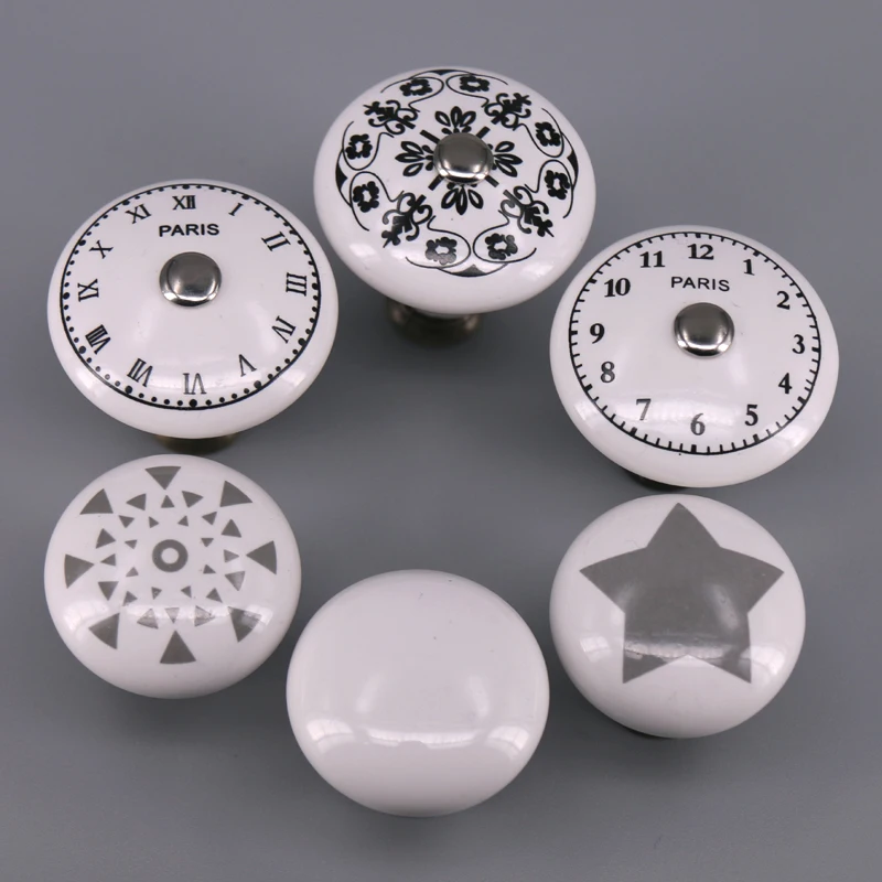 1PCS Kitchen Door Cabinets Cupboard Round Knobs Handles Star Clock Printed White Ceramic Porcelain Pull Handle Knob for kid room
1PCS Kitchen Door Cabinets Cupboard Round Knobs Handles Star Clock Printed White Ceramic Porcelain Pull Handle Knob for kid room