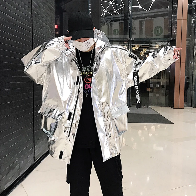 3XL High Quality Sliver PU Oversize Jackets Men Srping Autumn Solid With Hood Hip Hop Dancer Men Coats Jaqueta Masculina L285
3XL High Quality Sliver PU Oversize Jackets Men Srping Autumn Solid With Hood Hip Hop Dancer Men Coats Jaqueta Masculina L285
