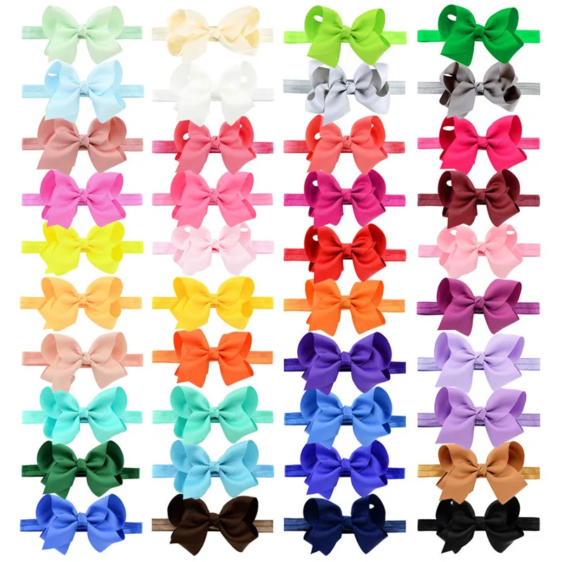 

MIXIU 40Pcs/lot 20 Colors 4 Inch Girls Headbands Children Hairband Toddler Elastic Bow Turban Bands Baby Girl Hair Accessories