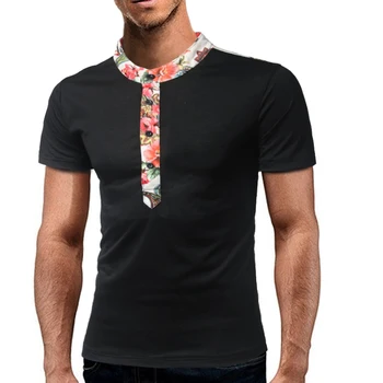 Male 2018 Brand Short Sleeve Small Floral Placket Stitch Slim Mandarin Collar Men T-Shirt Tops Fashion Mens Tee Shirt T Shirts
Male 2018 Brand Short Sleeve Small Floral Placket Stitch Slim Mandarin Collar Men T-Shirt Tops Fashion Mens Tee Shirt T Shirts