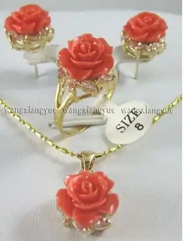 fine Lovely Wonderful word hot sell new - 12MM Pink Coral Carved Flower Earrings Ring Necklace Pendant set
fine Lovely Wonderful word hot sell new - 12MM Pink Coral Carved Flower Earrings Ring Necklace Pendant set