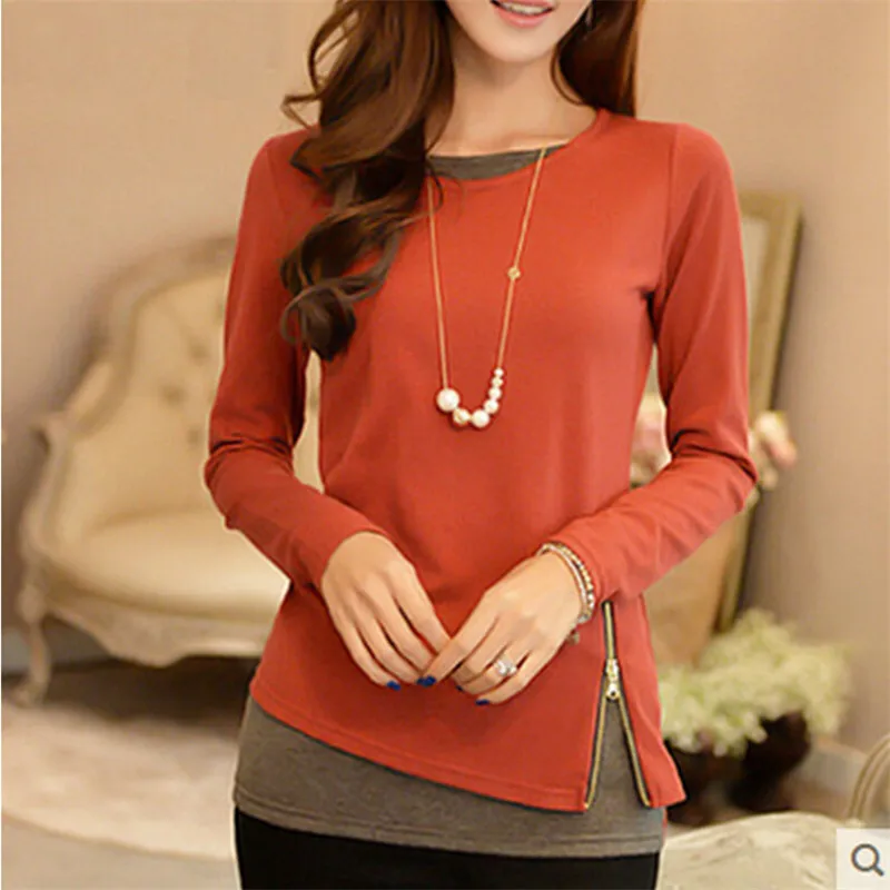 2019 Self thin color matching false two round collar new bottom O-Neck women fall clothes for women t-shirt
2019 Self thin color matching false two round collar new bottom O-Neck women fall clothes for women t-shirt