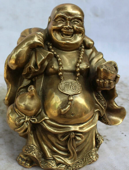 JP S0524 7" Chinese Buddhism Brass Wealth Fu moneybag Happy Laugh Maitreya Buddha Statue (B0328)
JP S0524 7" Chinese Buddhism Brass Wealth Fu moneybag Happy Laugh Maitreya Buddha Statue (B0328)